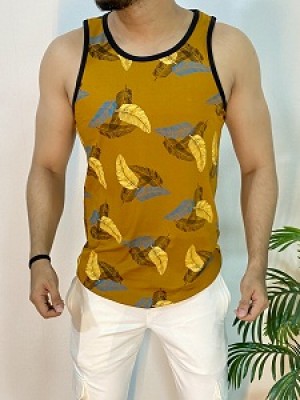 Printed Cotton Mustard Vest 