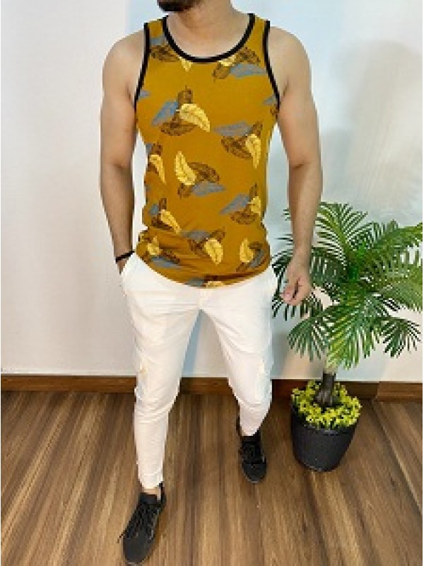 Printed Cotton Mustard Vest 