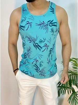 Printed Cotton Turquoise Vest 