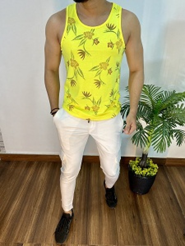 Printed Cotton Yellow Vest 