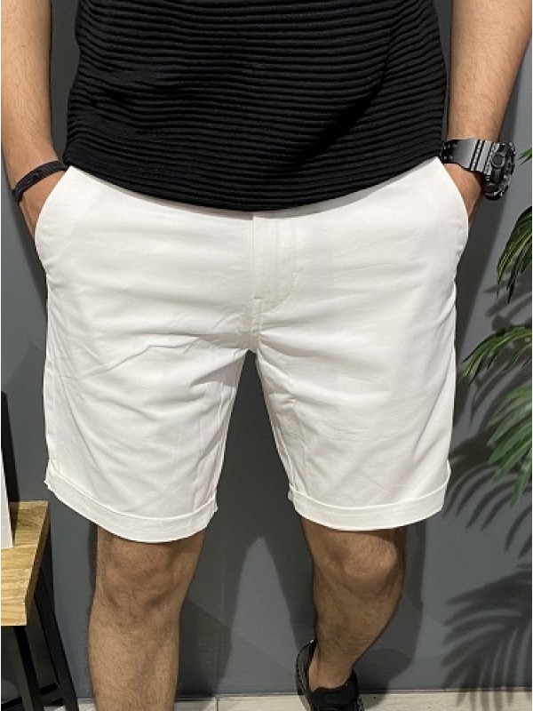     Big Size Cotton White Plain Shorts