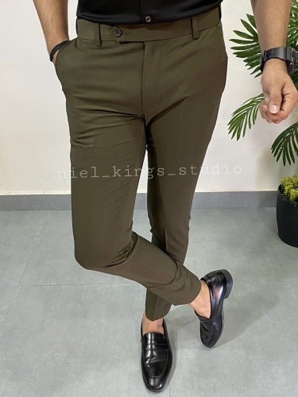 Olive Green Classy Look Comfortable Flat Front MenS Casual Pant For Party  Wear at Best Price in New Delhi  Simran Garments