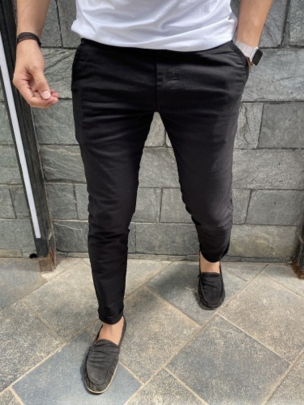 WT02 Men's Skinny Fit Basic Stretchable Cotton Chino Pant, Black, 38W x 32L  at Amazon Men's Clothing store