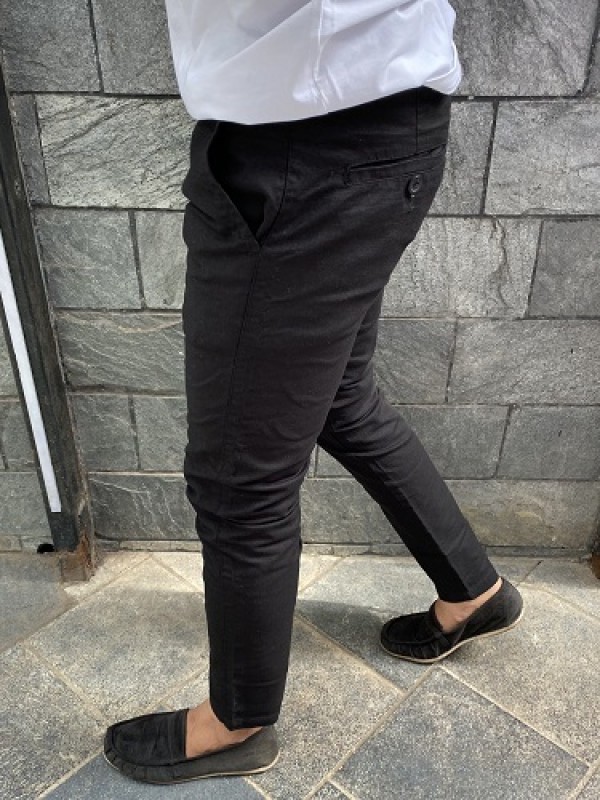 Linen Stretchable Black Pant