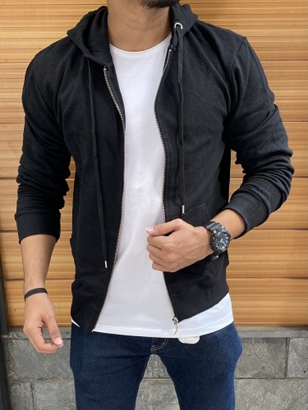 Jute Black Zipper Hoodie