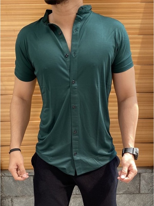 chinese collar green shirt