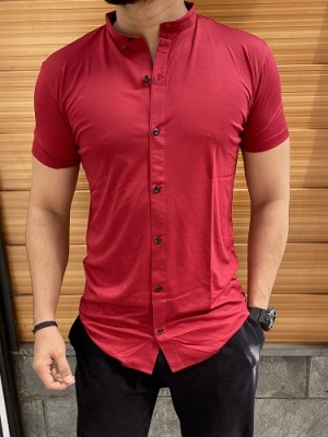 Chinese Collar Half Maroon Shirt