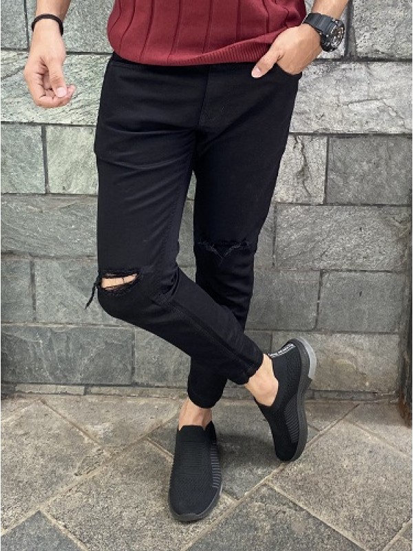   Knee Cut black Denim