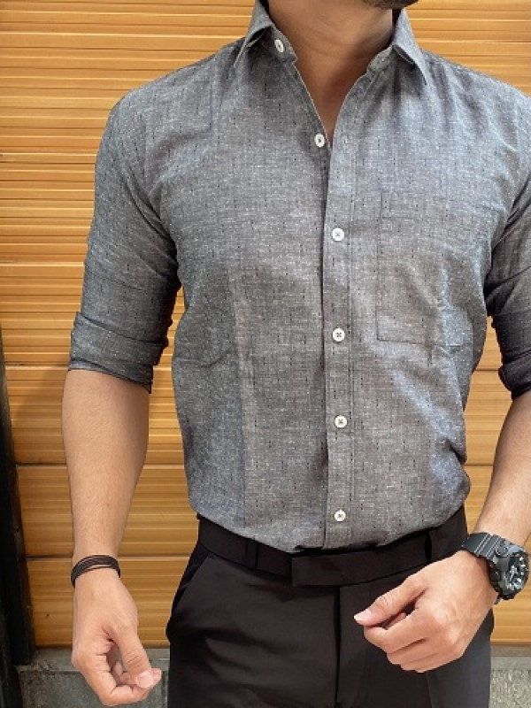    Envogue Formal Grey Self Fullsleeve Shirt