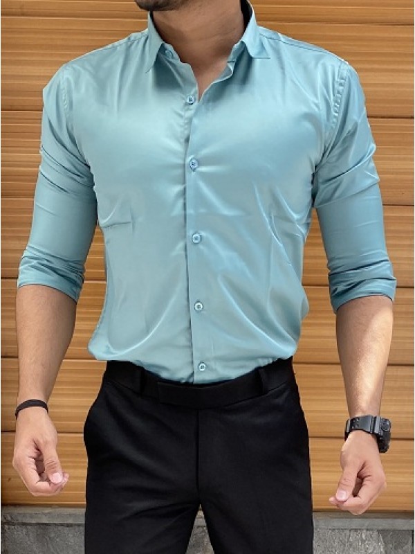  Satin Lycra Turquoise Shirt