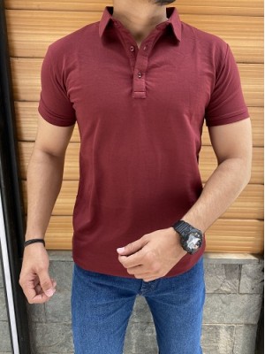 Basic Collar Dark Maroon Tshirt