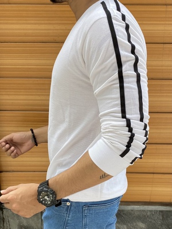     Side Strap White Fullsleeve Tshirt