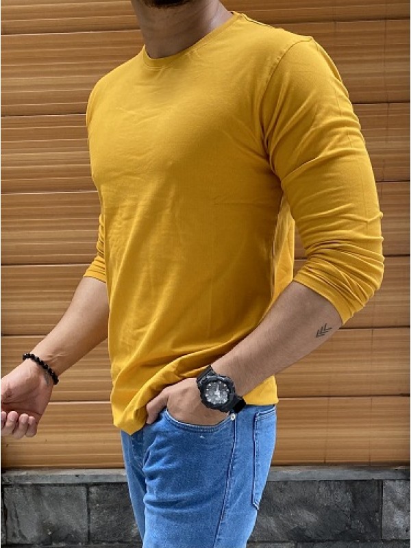    Matty Cotton Lycra Mustard Fullsleeves Tshirt