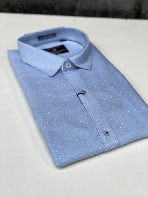 Oxford Fabric Polka Dot Sky Blue Shirt