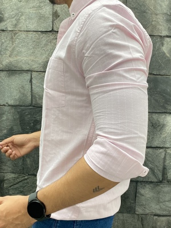   Oxford Striper Pink Fullsleeve Shirt