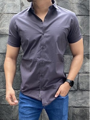   Plain Cotton Lycra Grey Shirt