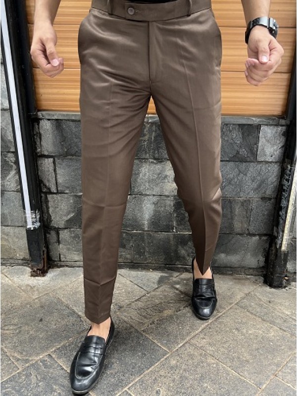      Relaxed Fit Ankle Length Brown Trouser