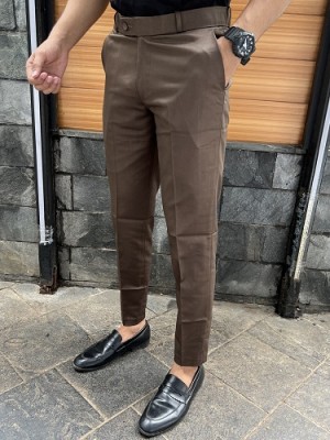      Relaxed Fit Ankle Length Brown Trouser