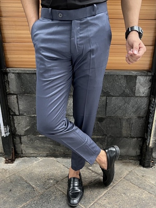      Relaxed Fit Ankle Length Dark Grey Trouser