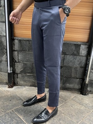      Relaxed Fit Ankle Length Dark Grey Trouser