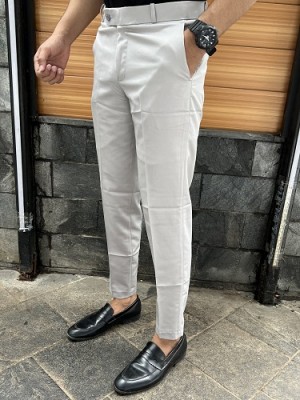      Relaxed Fit Ankle Length Light Grey Trouser