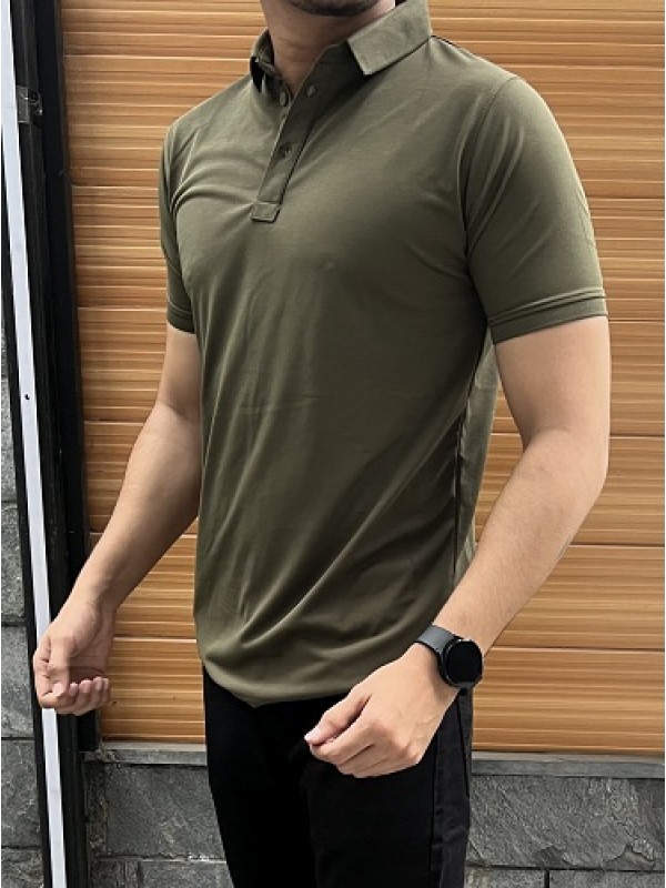    Matty Basic Olive Collar Tshirt