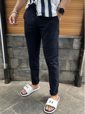      Elastic Waist Navy Linen Pant