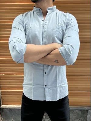 Chinese Collar Ash Fullsleeve Shirt