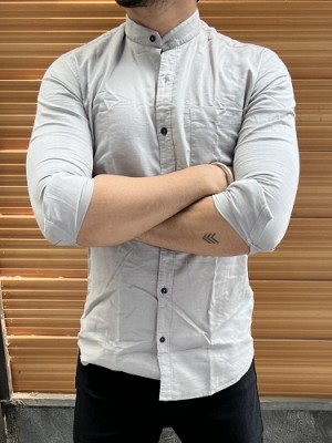 Chinese Collar Grey Fullsleeve Shirt