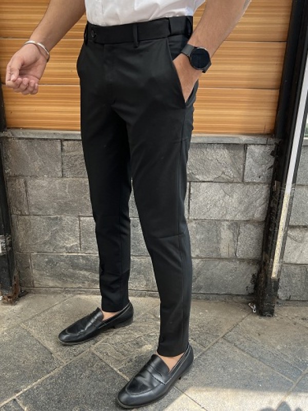   Elastic Waist Belt Black Trouser