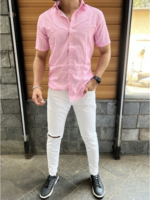    Plain Pink Half Shirt