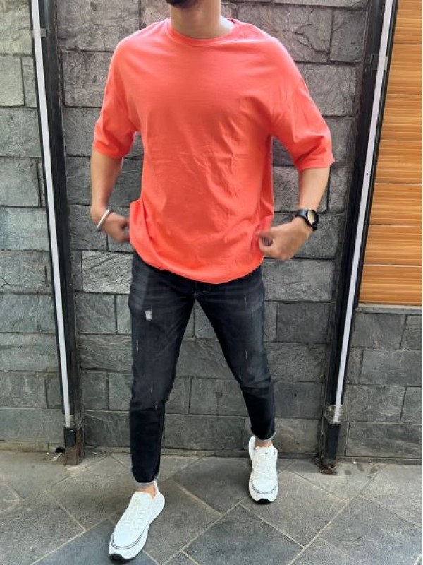           Drop Shoulder Over Size Orange tee