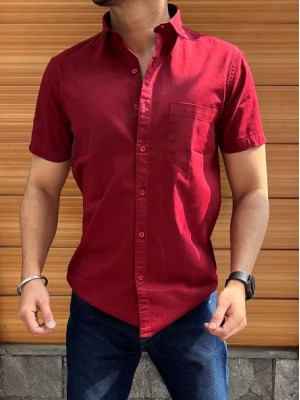         Linen Slub Half Maroon Shirt