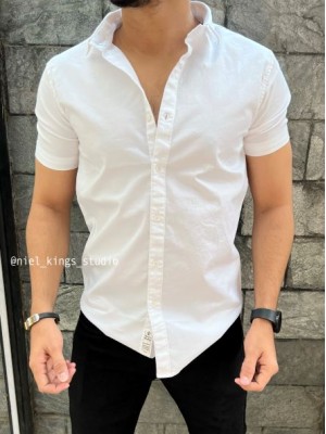         Cotton Lycra Half White Shirt