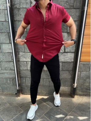         Cotton Lycra Half Maroon Shirt