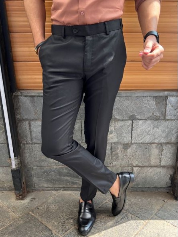 Dobby Elastic Waist Belt Black Trouser