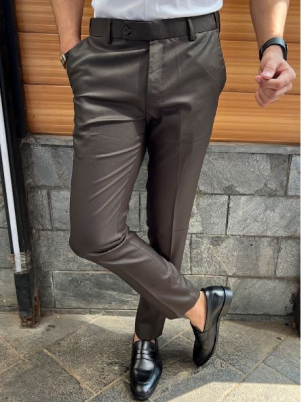Trousers Mens High Waist Pants Slim Fit Dress Casual Formal Dress Suit Pants  New | eBay
