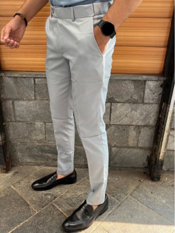     Dobby Elastic Waist Belt Silver Trouser