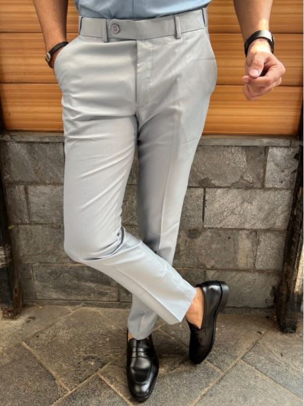 Dobby Elastic Waist Belt Silver Trouser