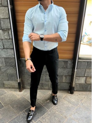           Stretchable Cotton Satin Sky Fullsleeve Shirt