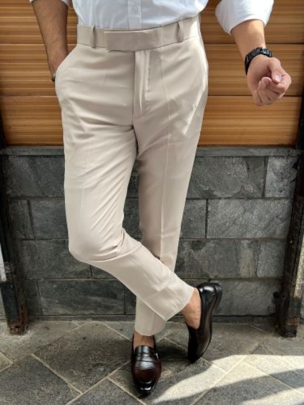 Men's Cream Tapered Fit Formal Trousers at Rs 920.00 | Men Trousers | ID:  2852202960648