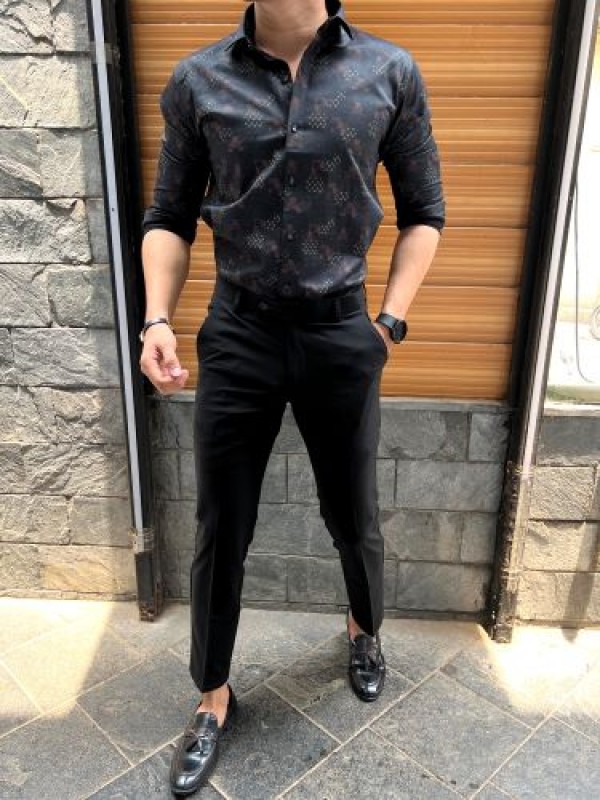             Party Wear  Black Print  Shirt