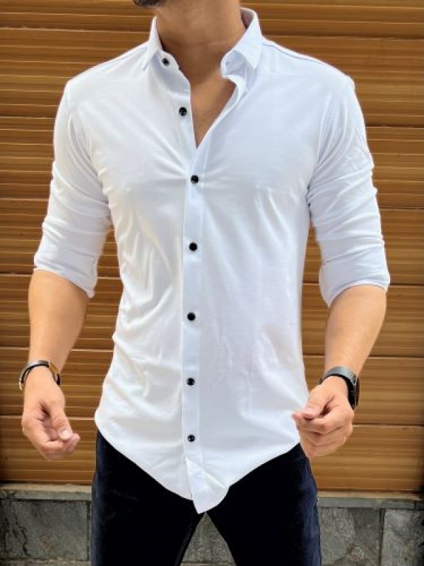              Imported Soft handfeel Stretchable White Shirt