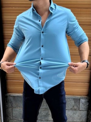              Imported Soft handfeel Stretchable Blue Shirt