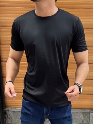            Imported Tensil Cotton lycra Black Tshirt