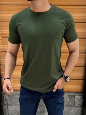            Imported Tensil Cotton lycra Dark Green Tshirt