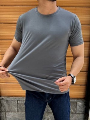            Imported Tensil Cotton lycra Dark Grey Tshirt