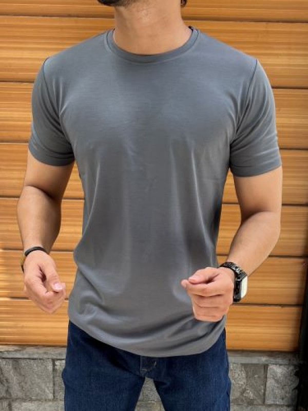            Imported Tensil Cotton lycra Dark Grey Tshirt