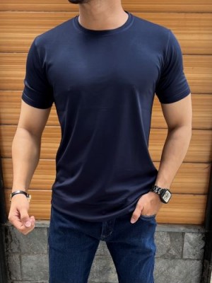            Imported Tensil Cotton lycra Navy Tshirt