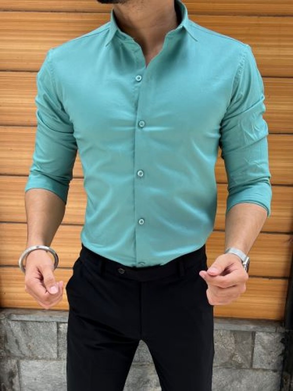              Stretchable Cotton Turquoise Fullsleeves Shirt